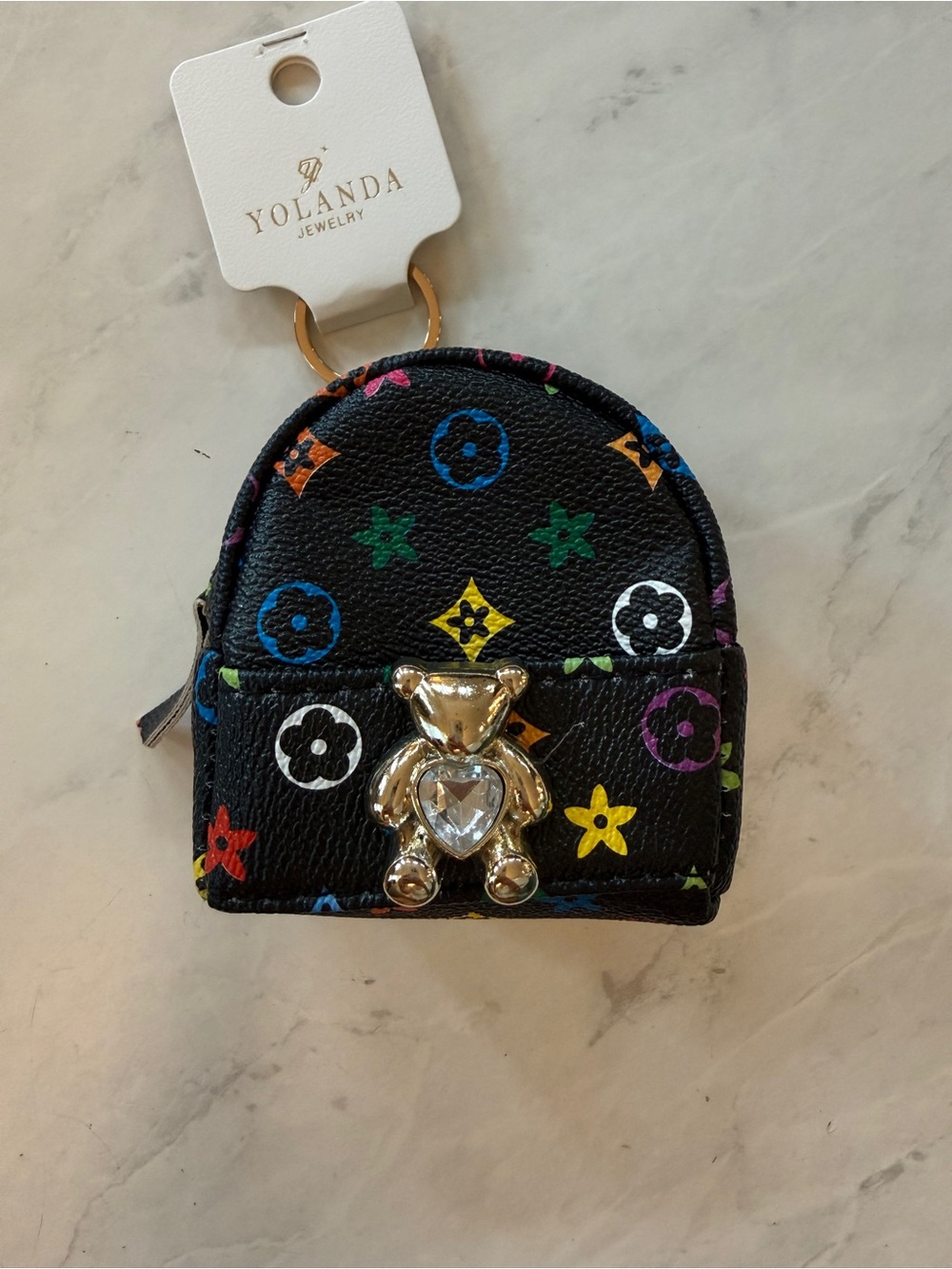 Yolanda Jewelry Multicolor Logo Mini Backpack Keychain Coin Pouch Charm NWT